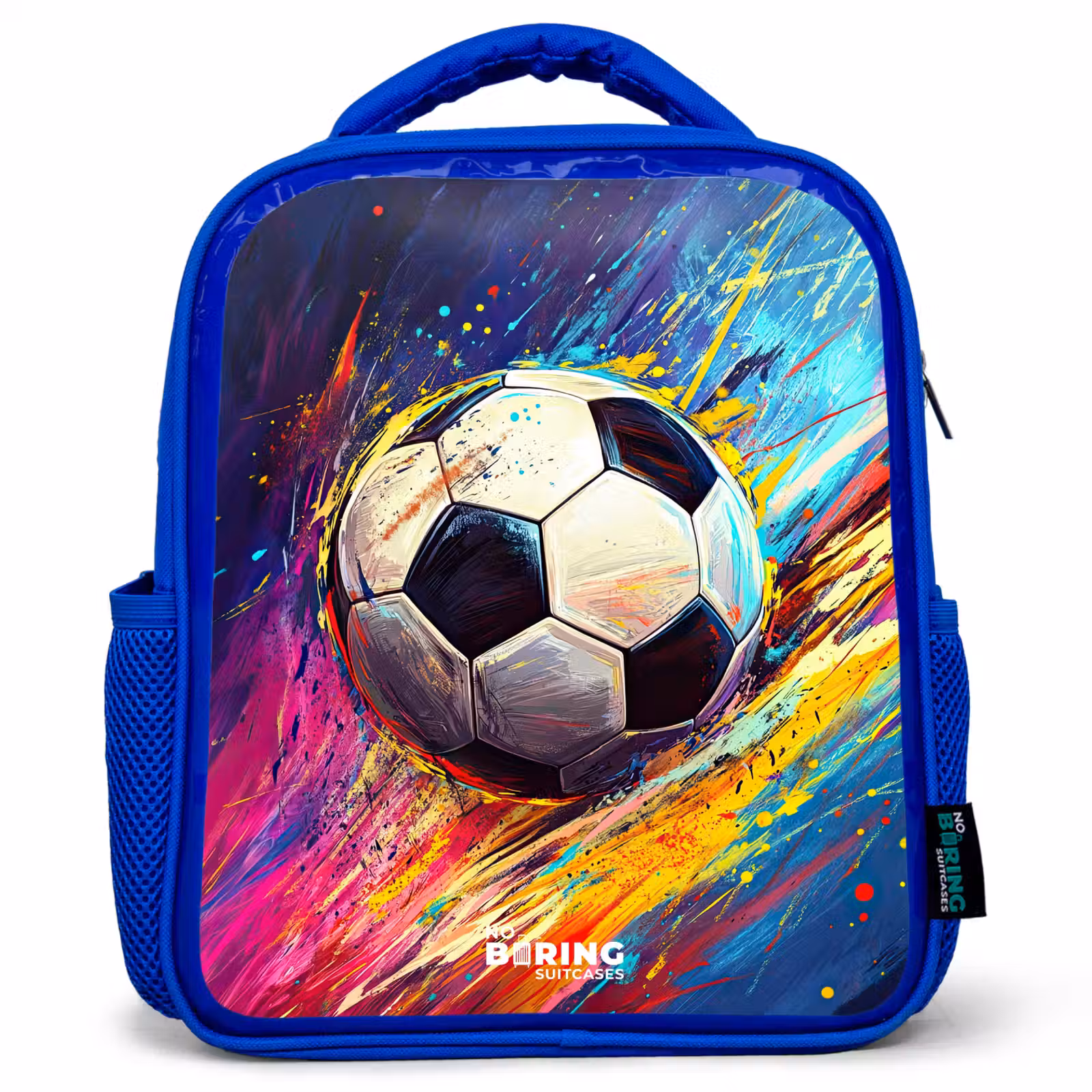 Kids backpack with name - Blue - Neon - Soccer - Colorful — 1