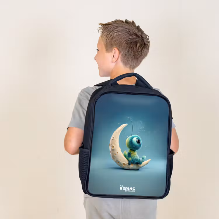 Kids backpack - Black - Dreamy Creature on the Moon — 2
