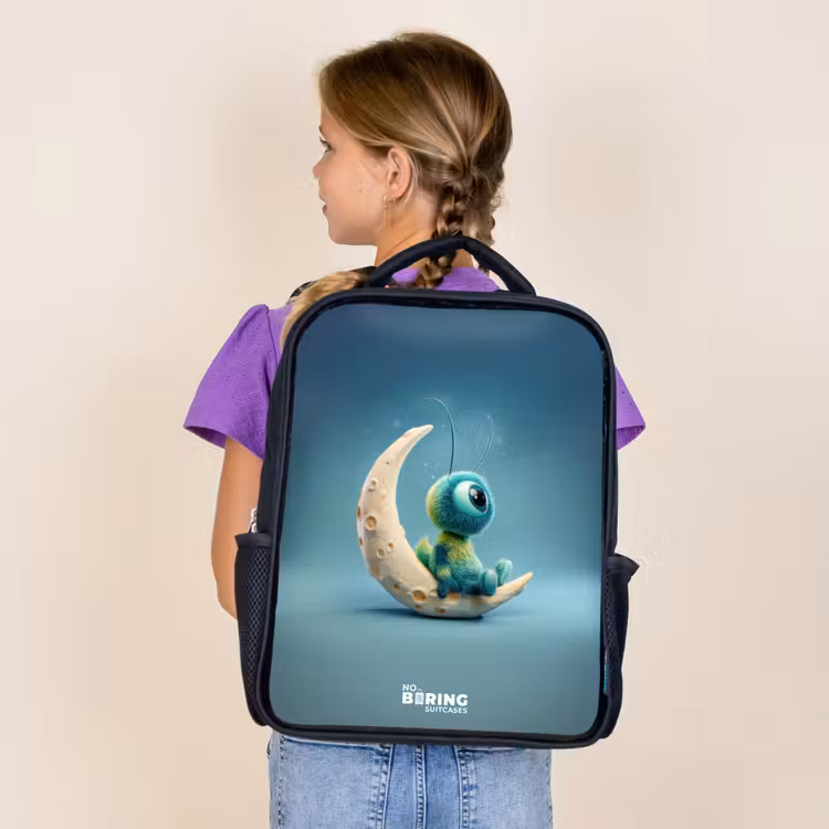 Kids backpack - Black - Dreamy Creature on the Moon — 4