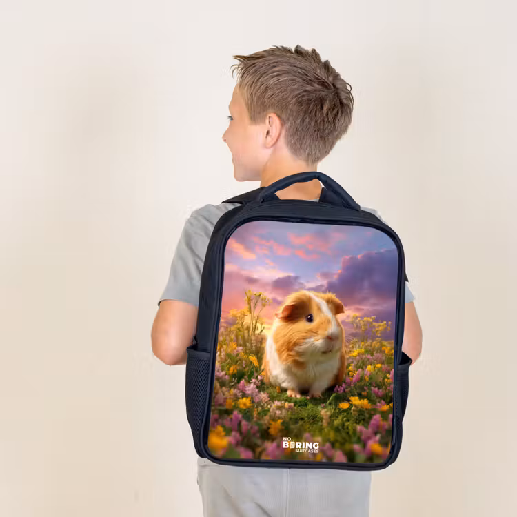 Kids backpack - Black - Guinea pig - Nature - Animal — 2