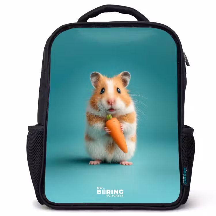 Kids backpack - Black - Hamster - Carrot - Animal — 1