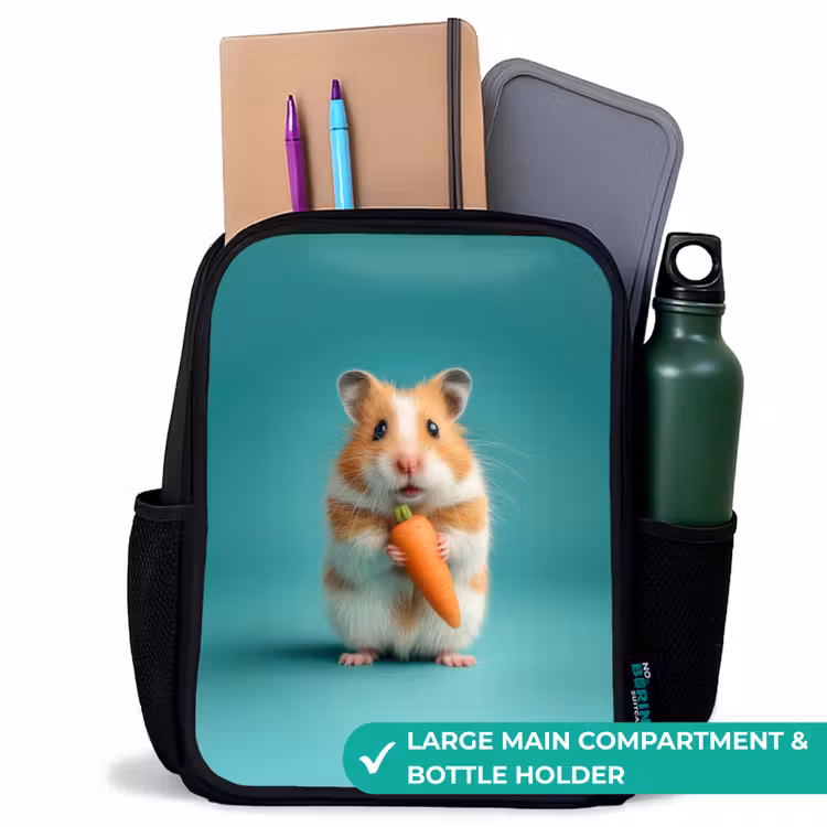 Kids backpack - Black - Hamster - Carrot - Animal — 10
