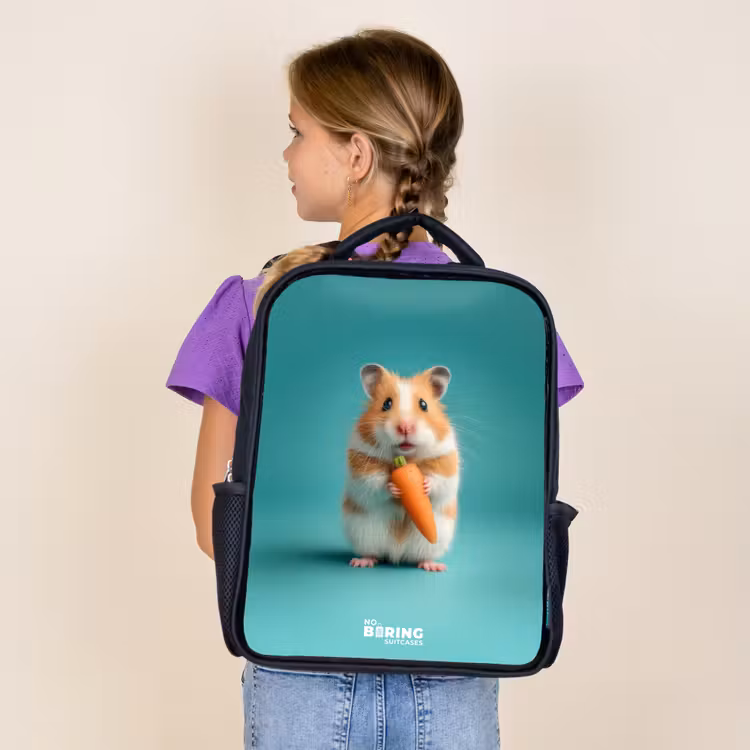 Kids backpack - Black - Hamster - Carrot - Animal — 4