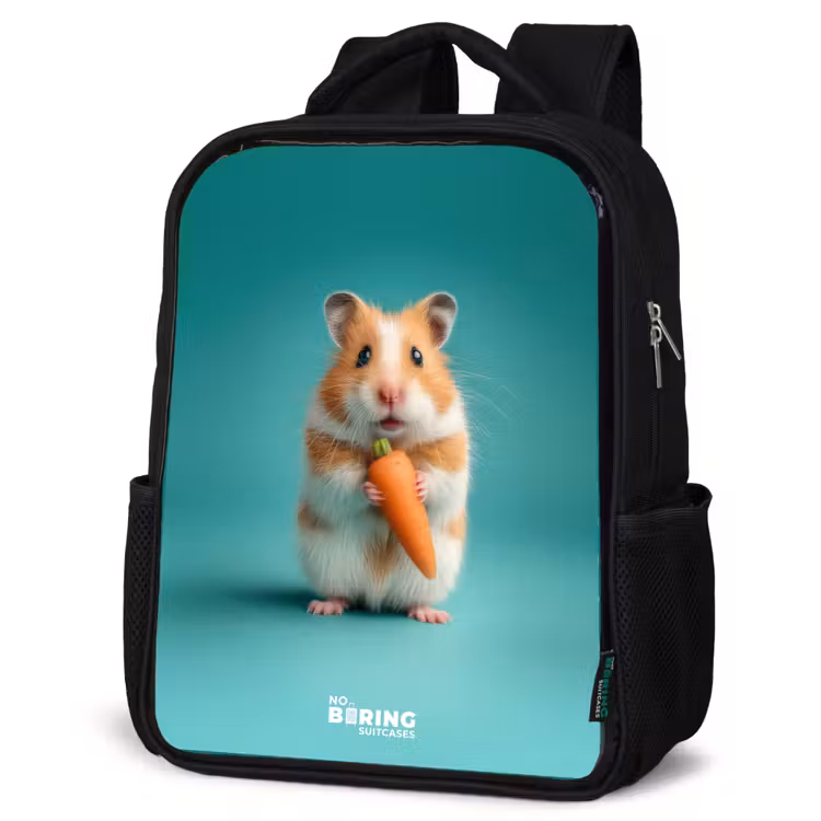 Kids backpack - Black - Hamster - Carrot - Animal — 6