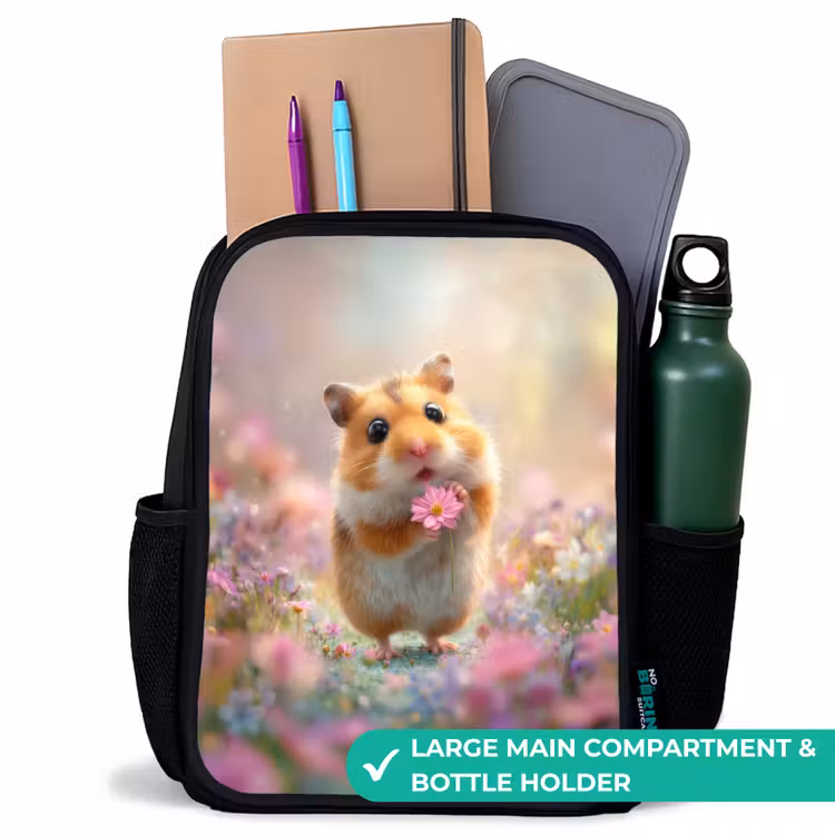 Kids backpack - Black - Hamster - Flower - Nature - Animal — 10