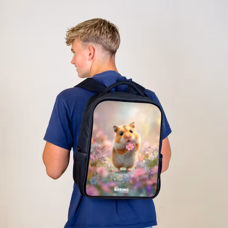 Kids backpack - Black - Hamster - Flower - Nature - Animal — 5