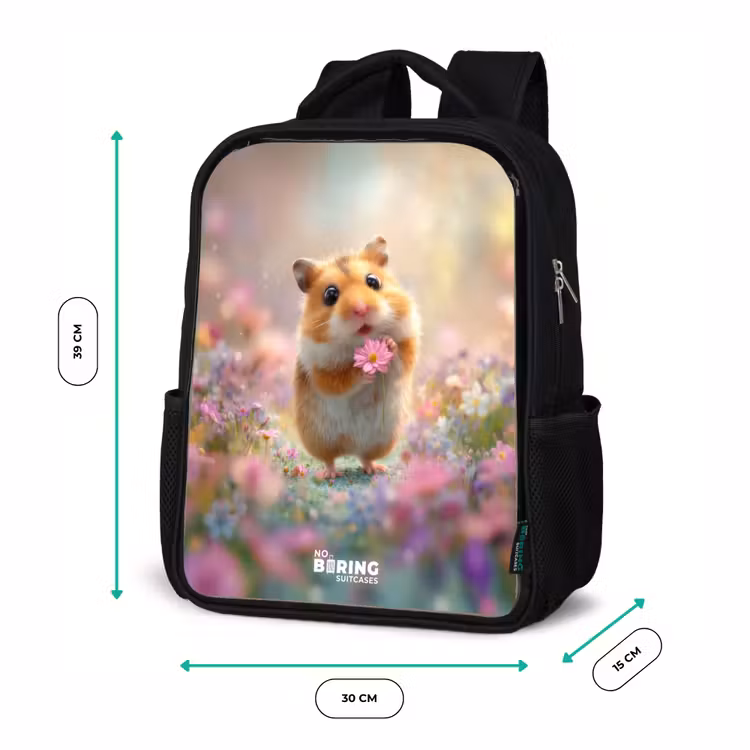 Kids backpack - Black - Hamster - Flower - Nature - Animal — 8