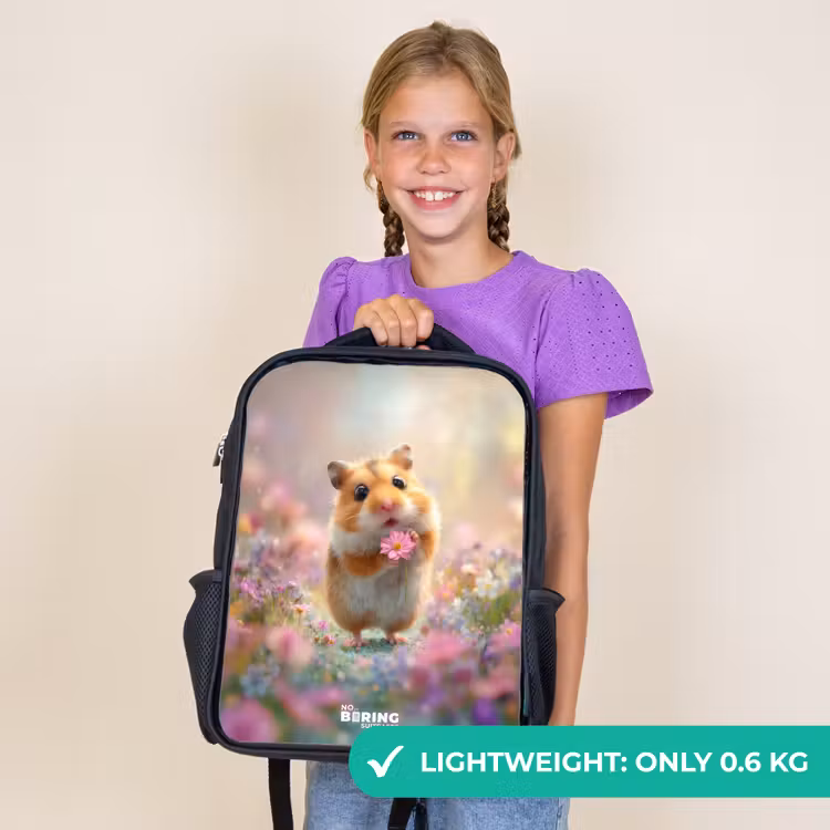Kids backpack - Black - Hamster - Flower - Nature - Animal — 9