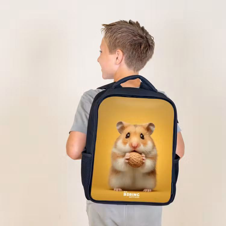 Kids backpack - Black - Hamster - Walnut - Animal — 2