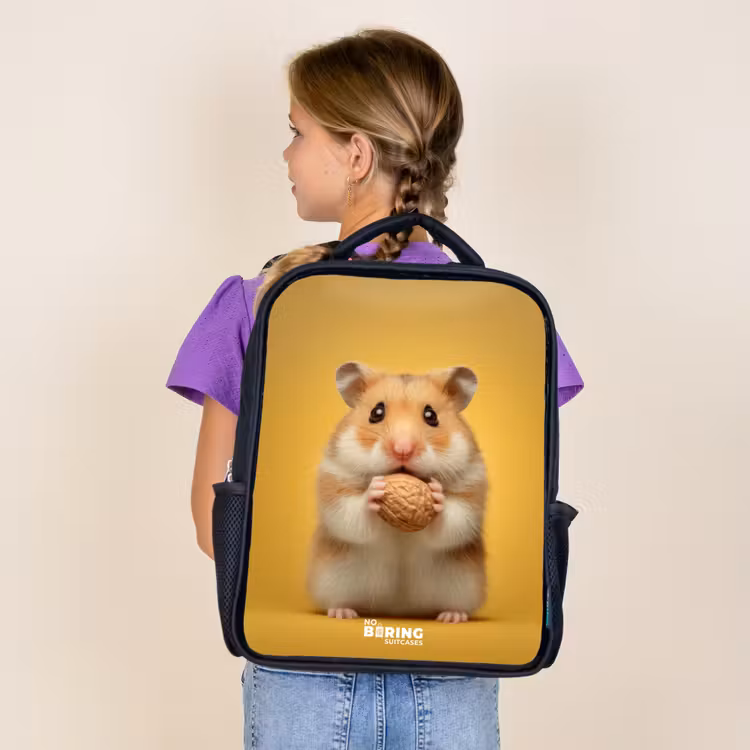 Kids backpack - Black - Hamster - Walnut - Animal — 4