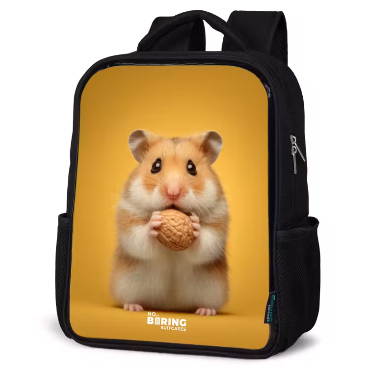 Kids backpack - Black - Hamster - Walnut - Animal — 6