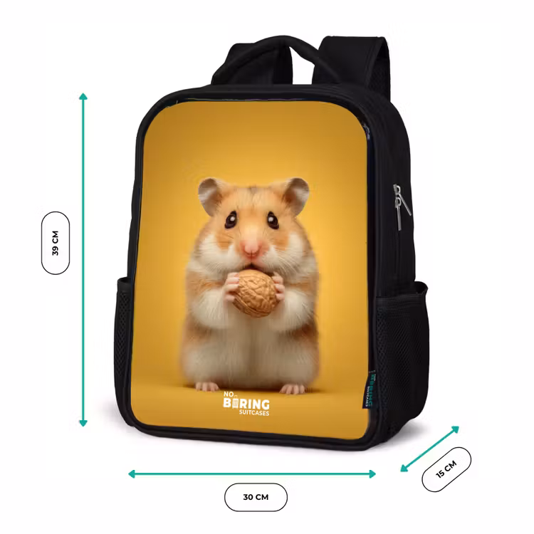 Kids backpack - Black - Hamster - Walnut - Animal — 8