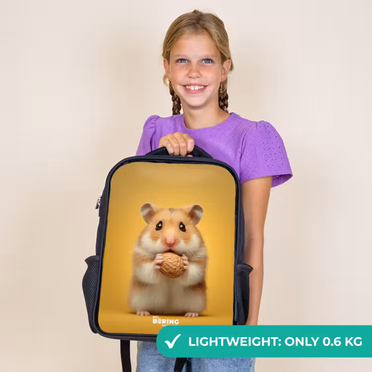 Kids backpack - Black - Hamster - Walnut - Animal — 9