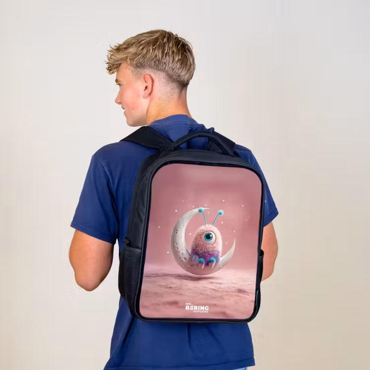 Kids backpack - Black - Moon rocker with Fluffy Weasel — 5