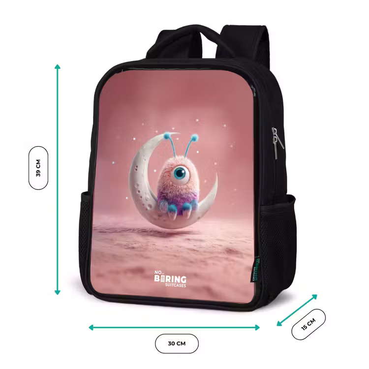 Kids backpack - Black - Moon rocker with Fluffy Weasel — 8