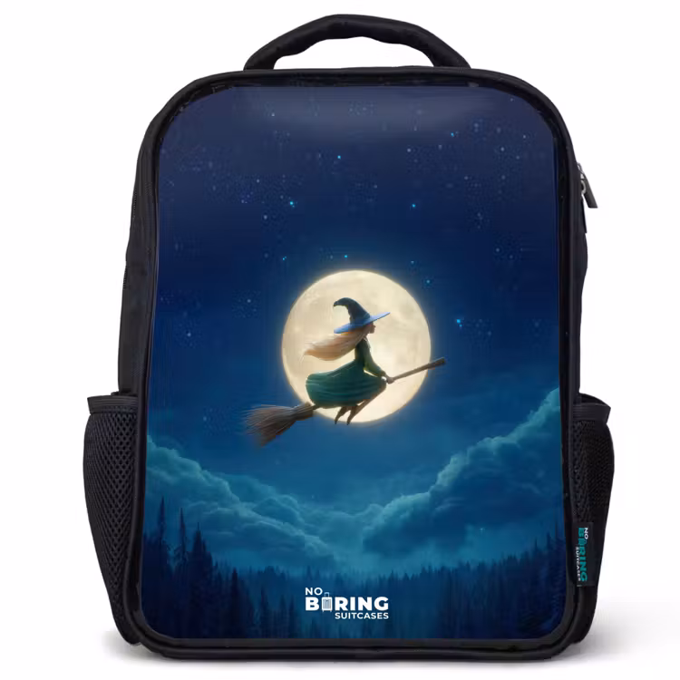 Kids backpack - Black - Night Flight Over the Forest — 1