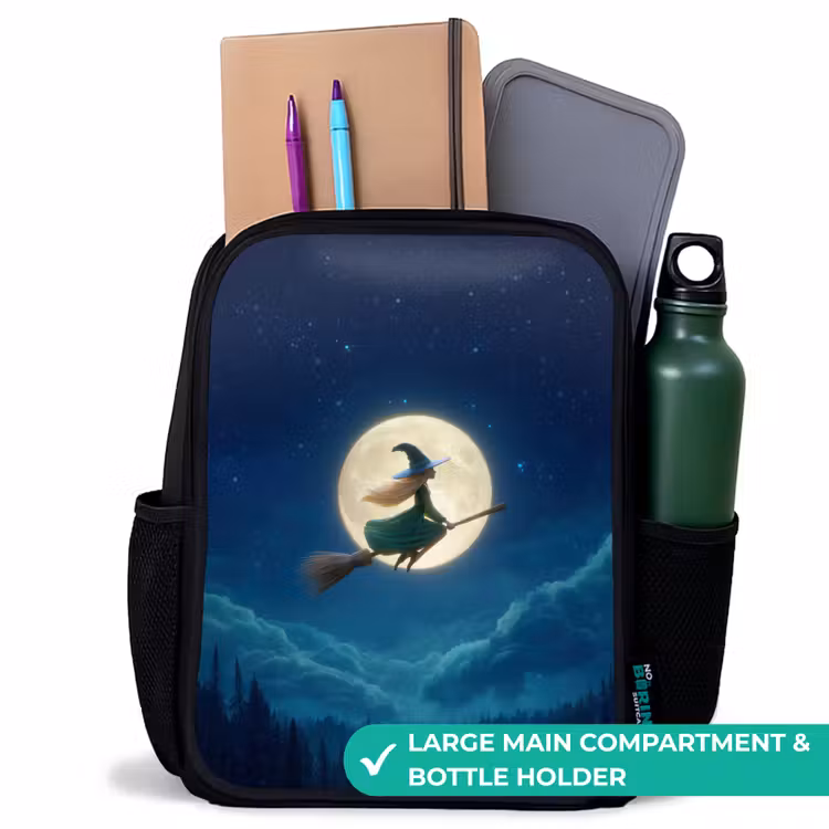 Kids backpack - Black - Night Flight Over the Forest — 10