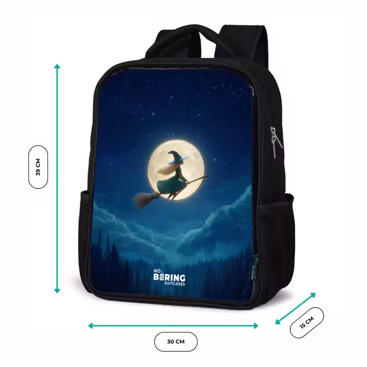 Kids backpack - Black - Night Flight Over the Forest — 8