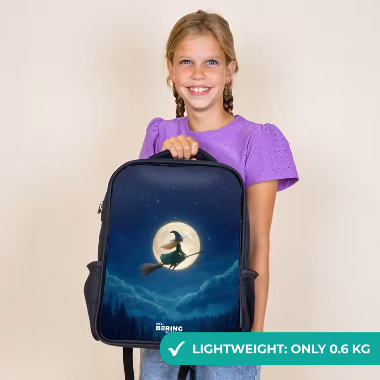 Kids backpack - Black - Night Flight Over the Forest — 9