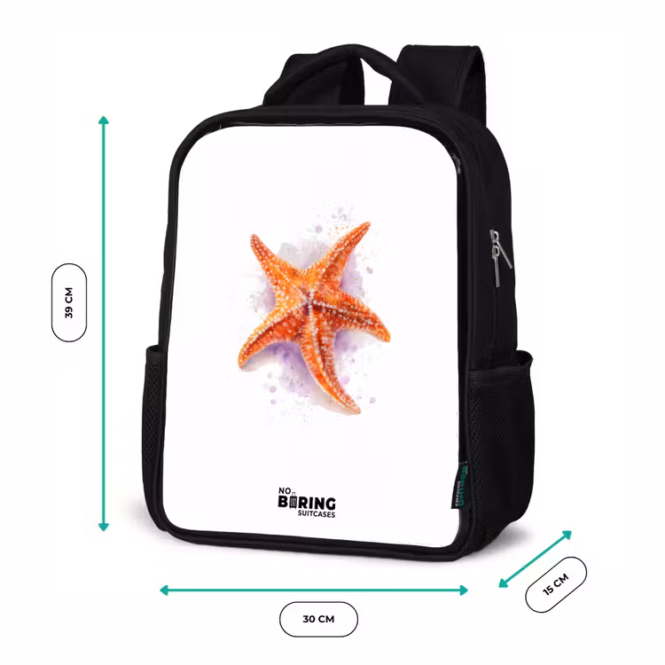 Kids backpack - Black - Orange Starfish Illustration — 8