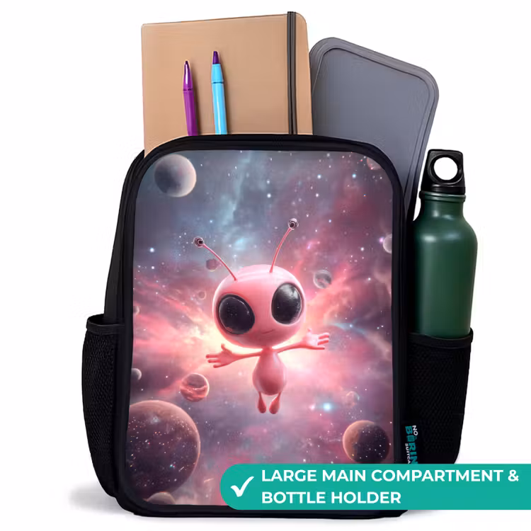 Kids backpack - Black - Pink Alien in Star Nebula — 10