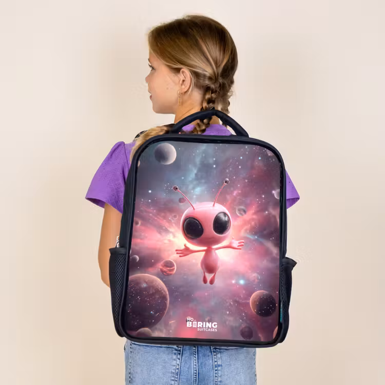 Kids backpack - Black - Pink Alien in Star Nebula — 4
