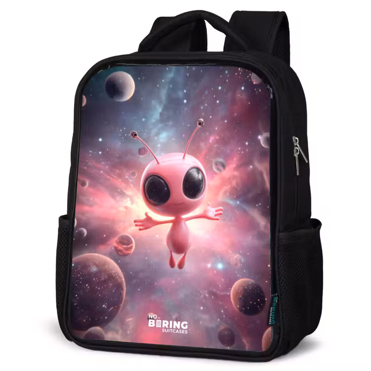 Kids backpack - Black - Pink Alien in Star Nebula — 6