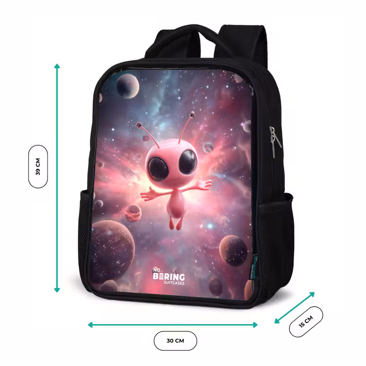 Kids backpack - Black - Pink Alien in Star Nebula — 8