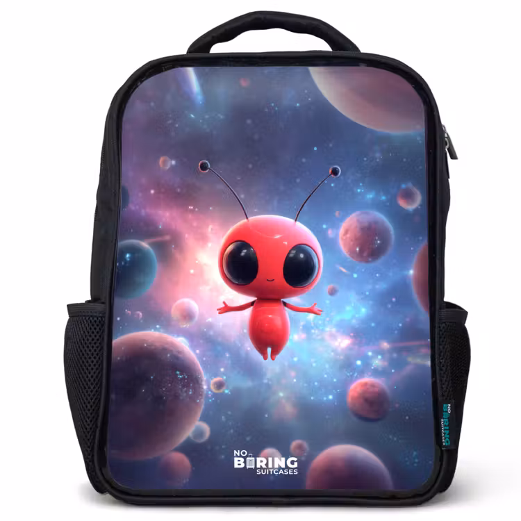 Kids backpack - Black - Red Space Being in Cosmic Dance — 1