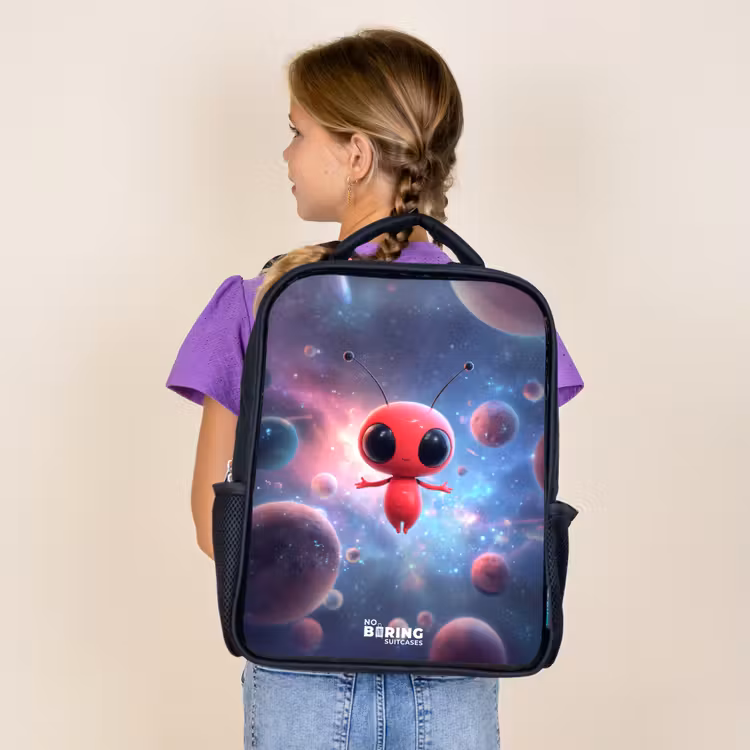 Kids backpack - Black - Red Space Being in Cosmic Dance — 4