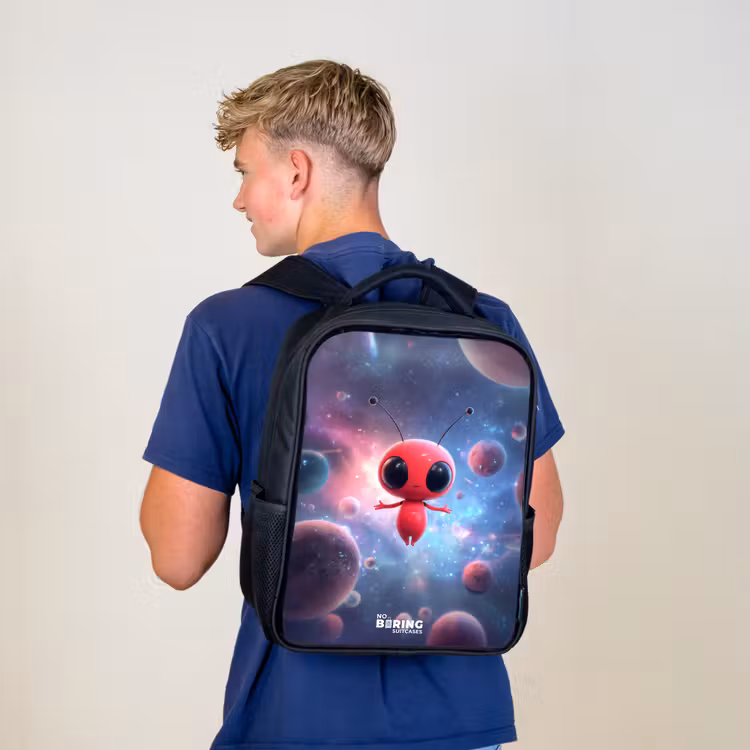 Kids backpack - Black - Red Space Being in Cosmic Dance — 5