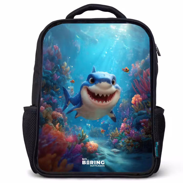 Kids backpack - Black - Reef - Coral - Shark - Animal — 1