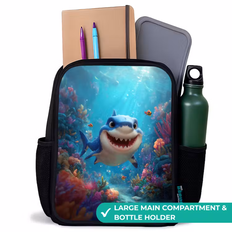 Kids backpack - Black - Reef - Coral - Shark - Animal — 10