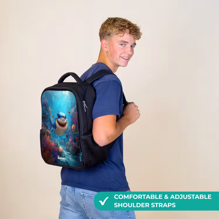 Kids backpack - Black - Reef - Coral - Shark - Animal — 11