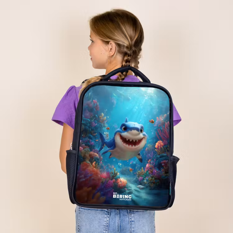 Kids backpack - Black - Reef - Coral - Shark - Animal — 4