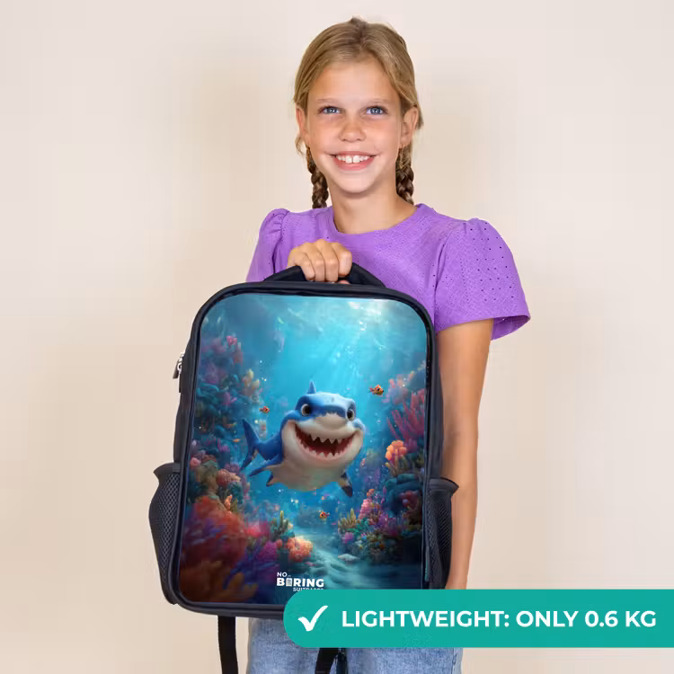 Kids backpack - Black - Reef - Coral - Shark - Animal — 9
