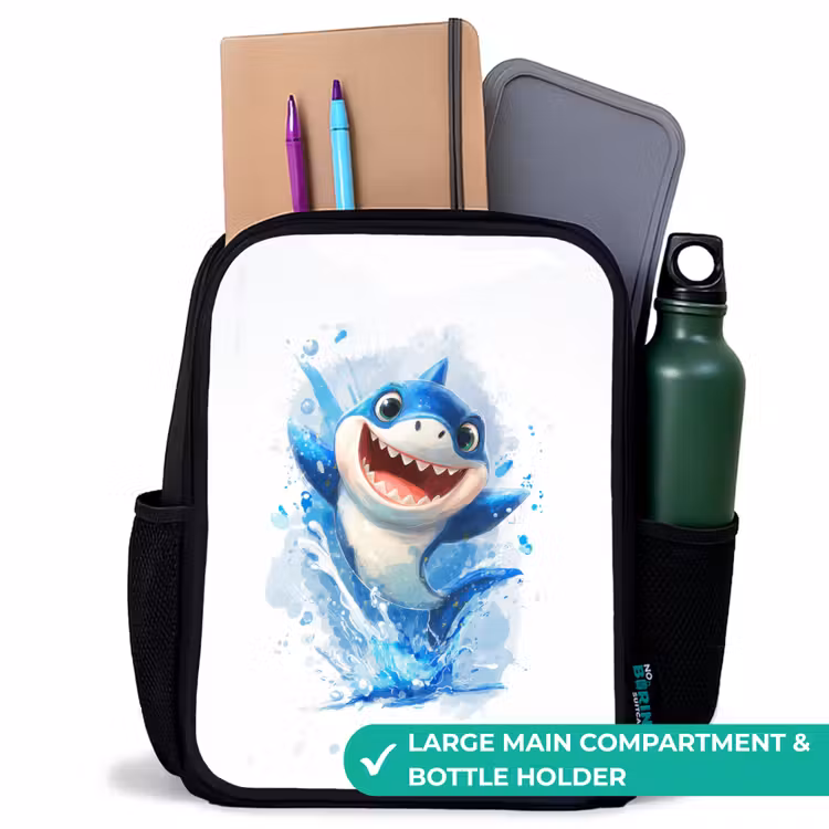 Kids backpack - Black - Shark - Teeth - Water — 10