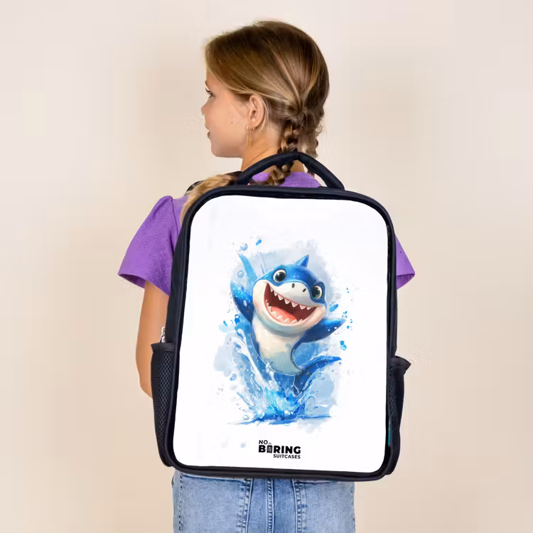 Kids backpack - Black - Shark - Teeth - Water — 4