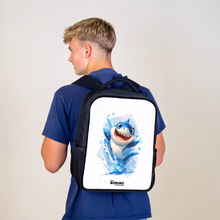 Kids backpack - Black - Shark - Teeth - Water — 5
