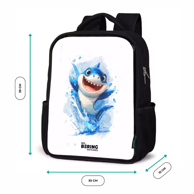 Kids backpack - Black - Shark - Teeth - Water — 8