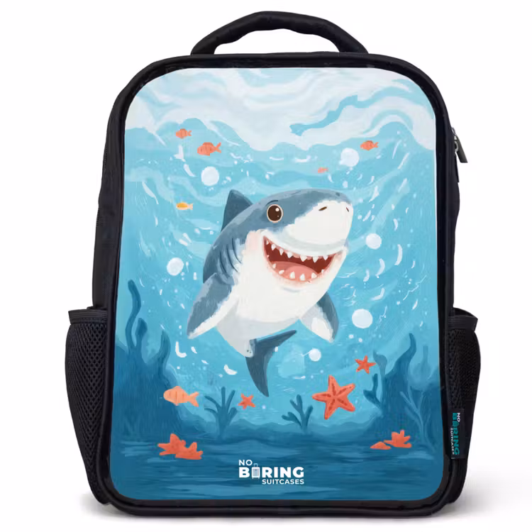 Kids backpack - Black - Shark - Water - Sea — 1