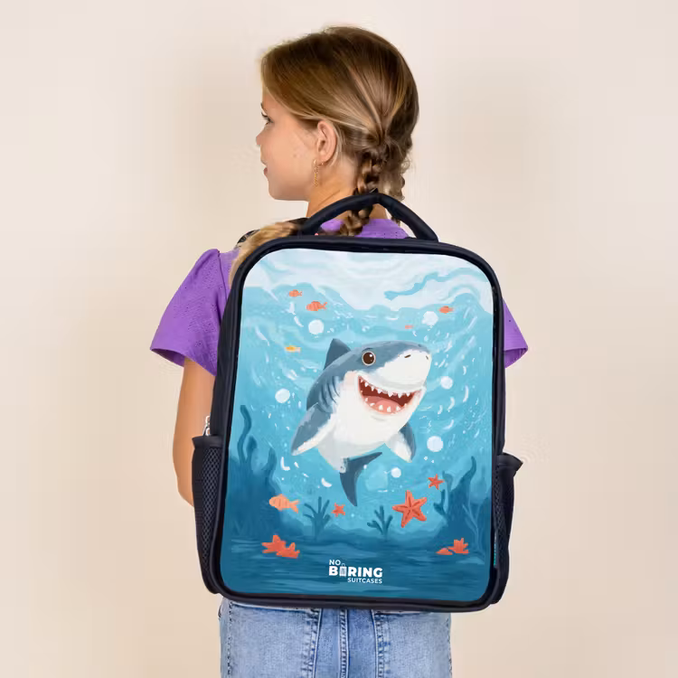 Kids backpack - Black - Shark - Water - Sea — 4