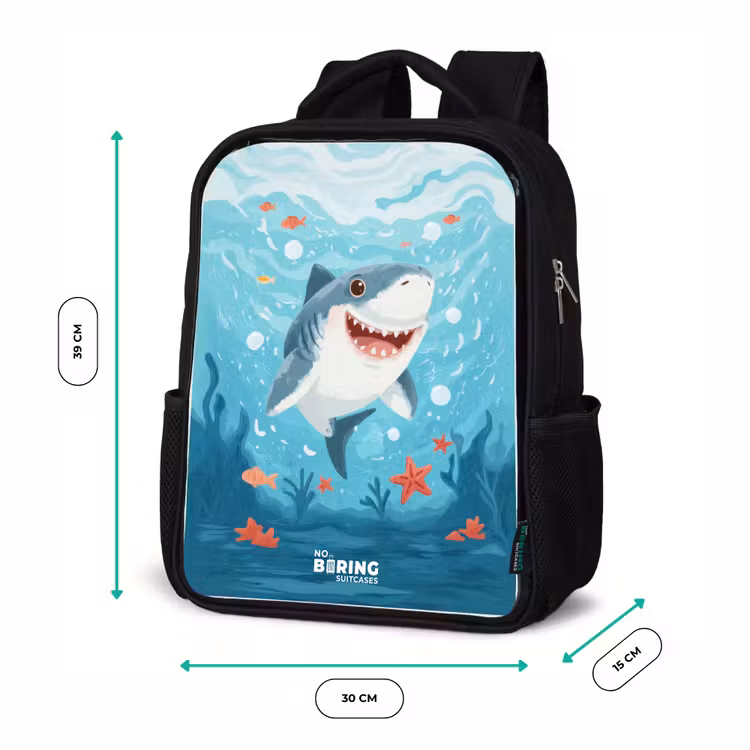 Kids backpack - Black - Shark - Water - Sea — 8