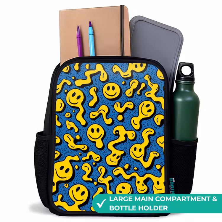 Kids backpack - Black - Smiley - Blue - Yellow — 10