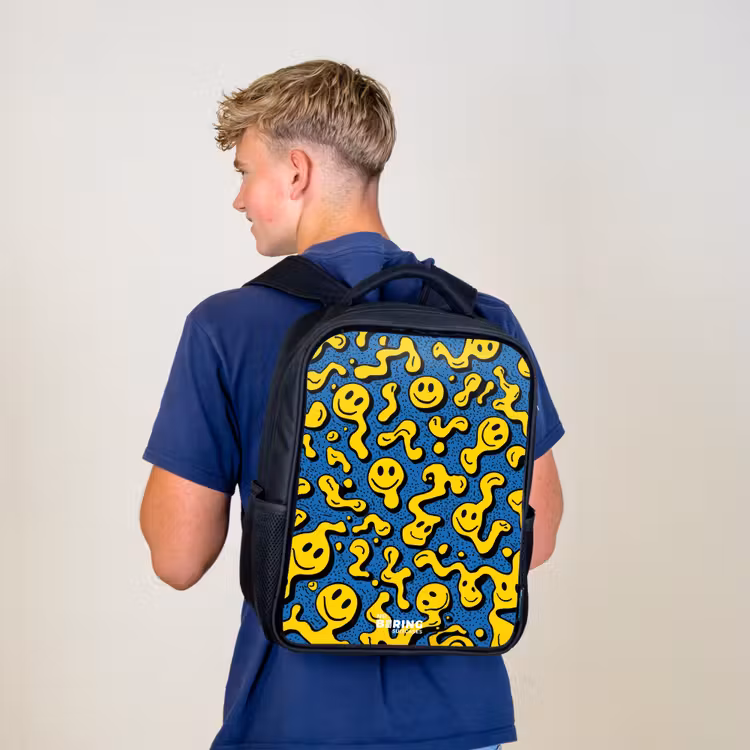 Kids backpack - Black - Smiley - Blue - Yellow — 5