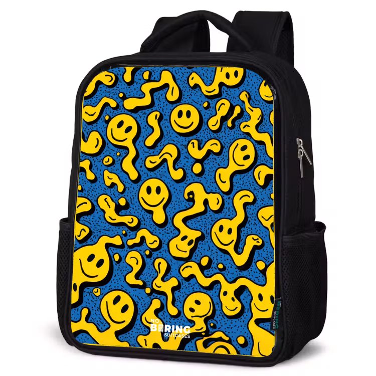 Kids backpack - Black - Smiley - Blue - Yellow — 6