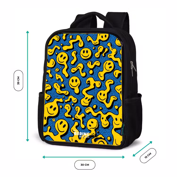 Kids backpack - Black - Smiley - Blue - Yellow — 8