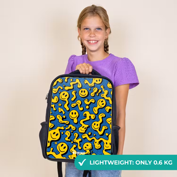 Kids backpack - Black - Smiley - Blue - Yellow — 9