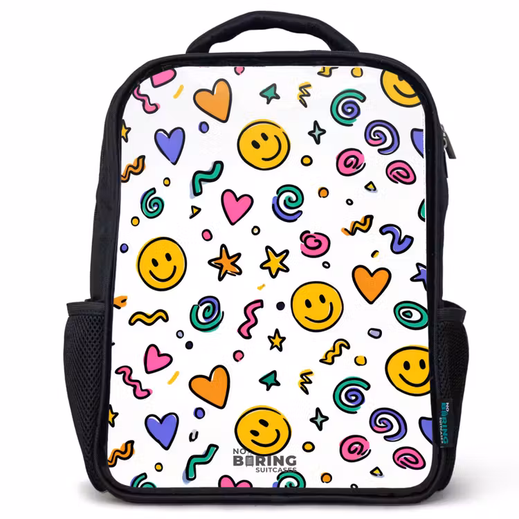 Kids backpack - Black - Smiley - Heart - Star — 1