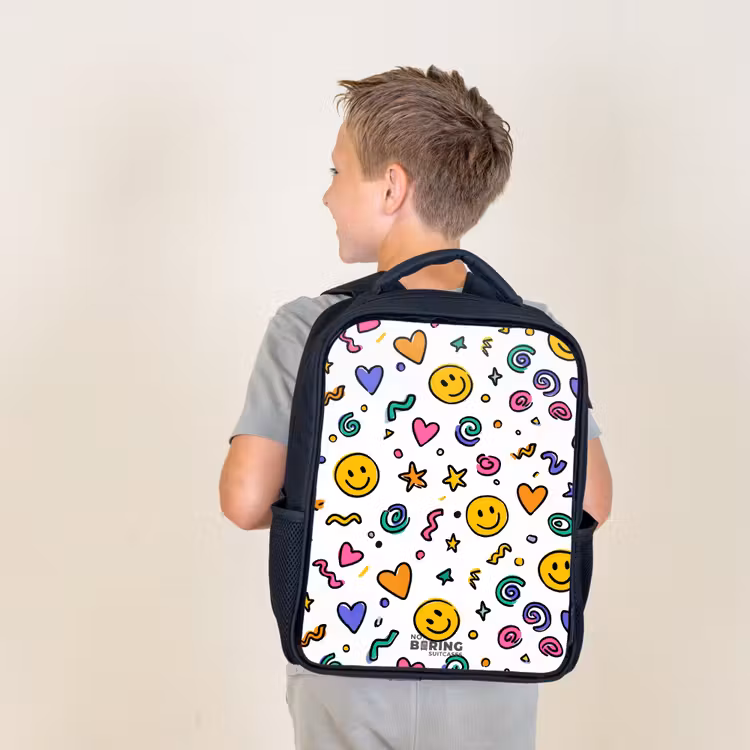 Kids backpack - Black - Smiley - Heart - Star — 2